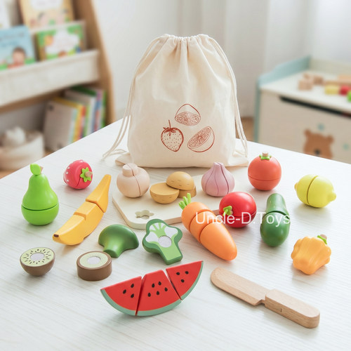 木制早教仿真水果蔬菜切切乐玩具