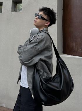 YUEN高级感复古单肩斜挎大容量pu托特通勤大包男女流浪月牙包休闲