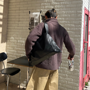 YUEN小众ins腋下单肩斜挎邮差包男女托特包港风大容量潮街头个性