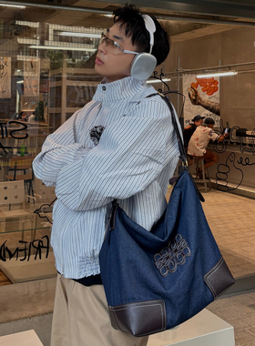 YUEN高级感日系复古hobo单肩购物ins百搭通勤托特包男女帆布街头