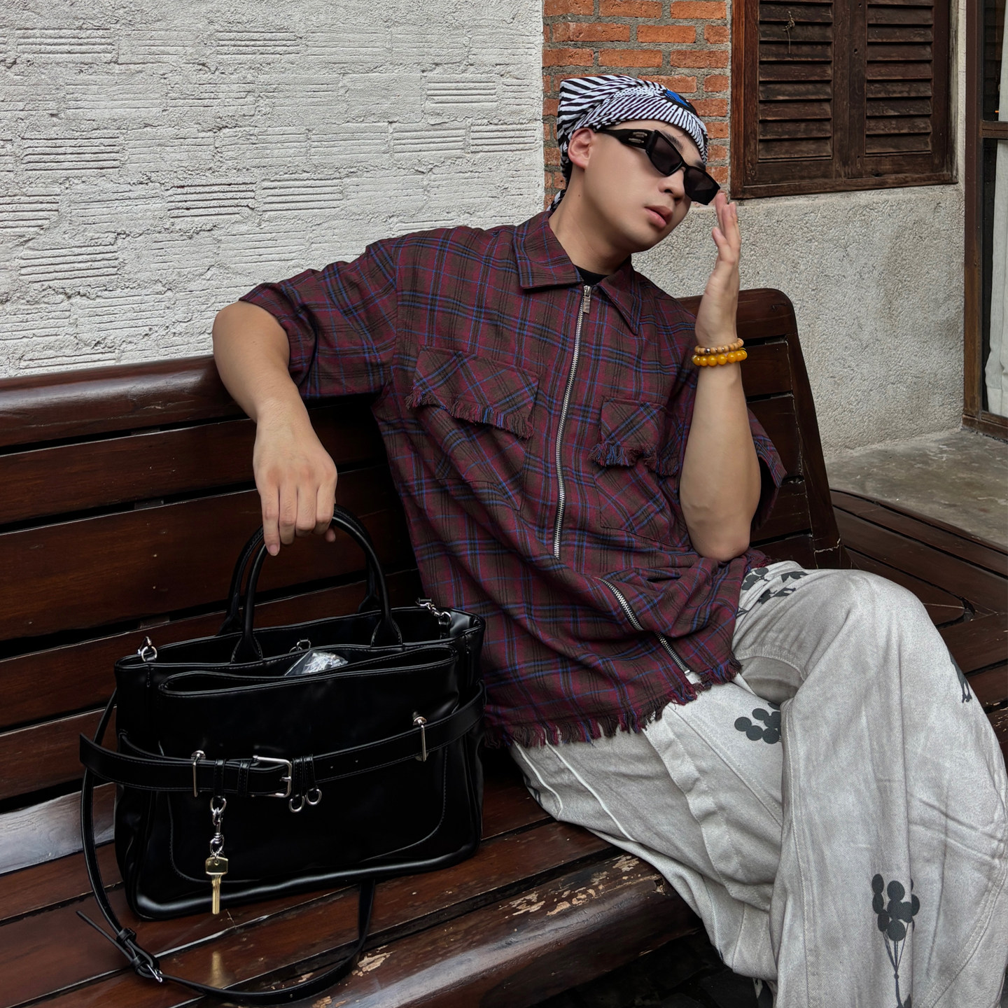 YUEN设计款ins单肩斜挎公文托特挎包男女街头暗黑系机能原宿街拍