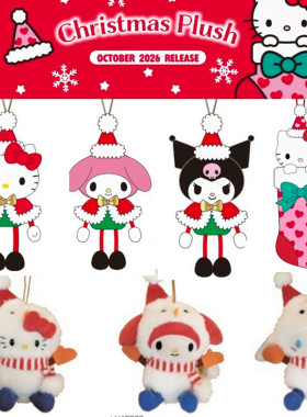 10月预售定金 美版三丽鸥圣诞节火柴人雪人Kitty 毛绒娃娃挂件