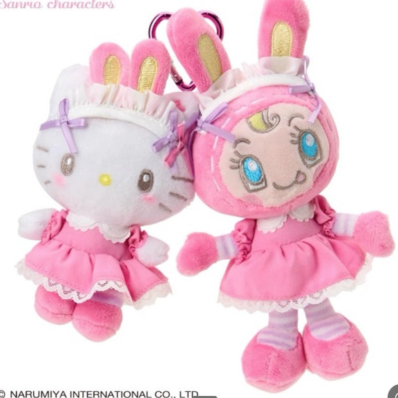现货 日本三丽鸥钢琴兔&Kitty 联名贴贴毛绒挂件2个装