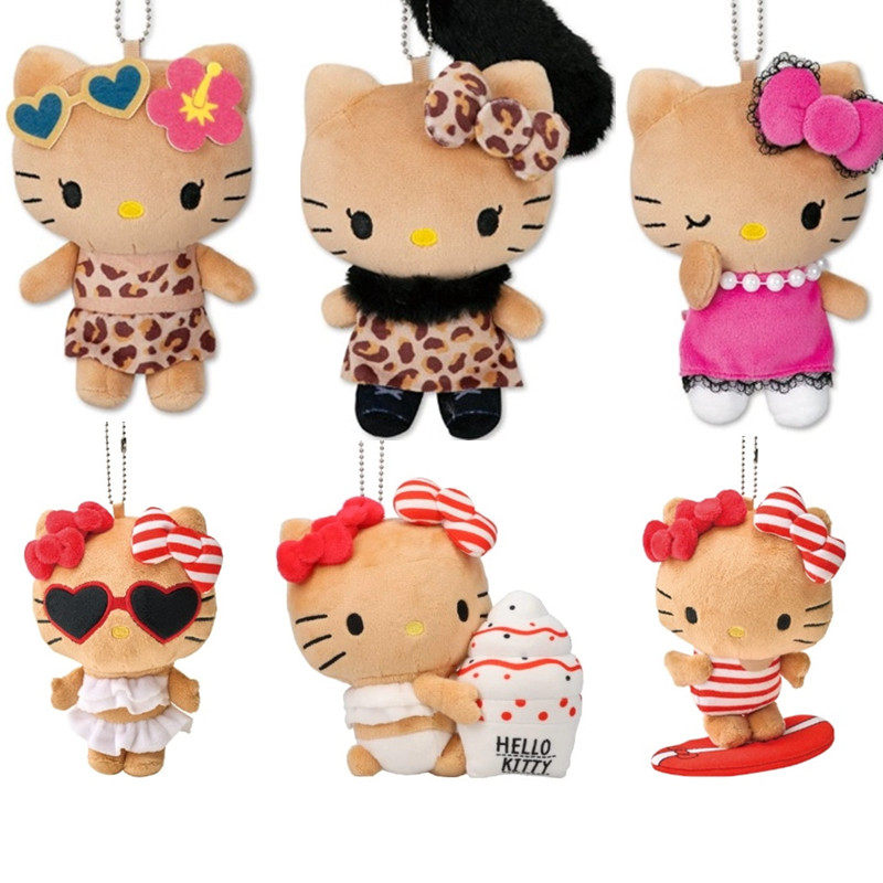 国内现货/补款 日本avail三丽鸥Kitty黑皮豹纹围脖太阳镜毛绒挂件