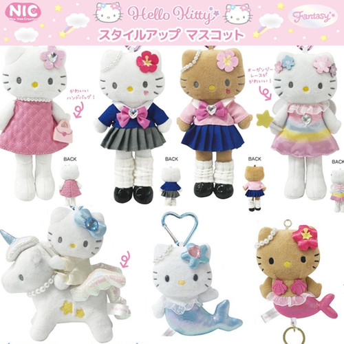 现货 正版日本三丽鸥NIC Kitty长腿黑皮平成黑裙天使爱心扣挂件