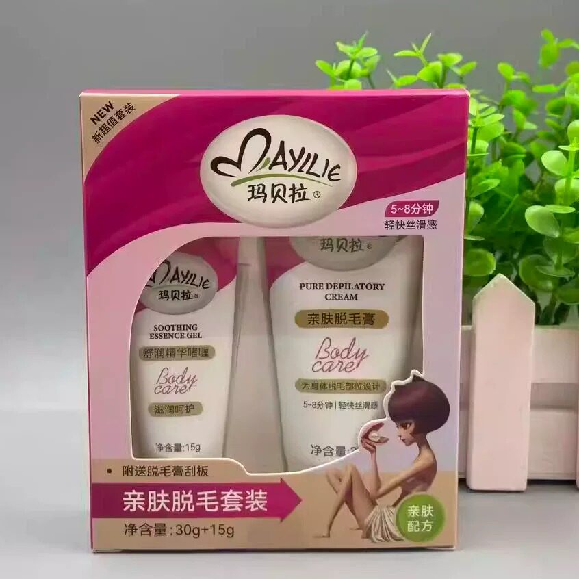 玛贝拉亲肤脱毛套装脱毛膏30g精华啫喱15g温和脱毛腋下手臂腿毛