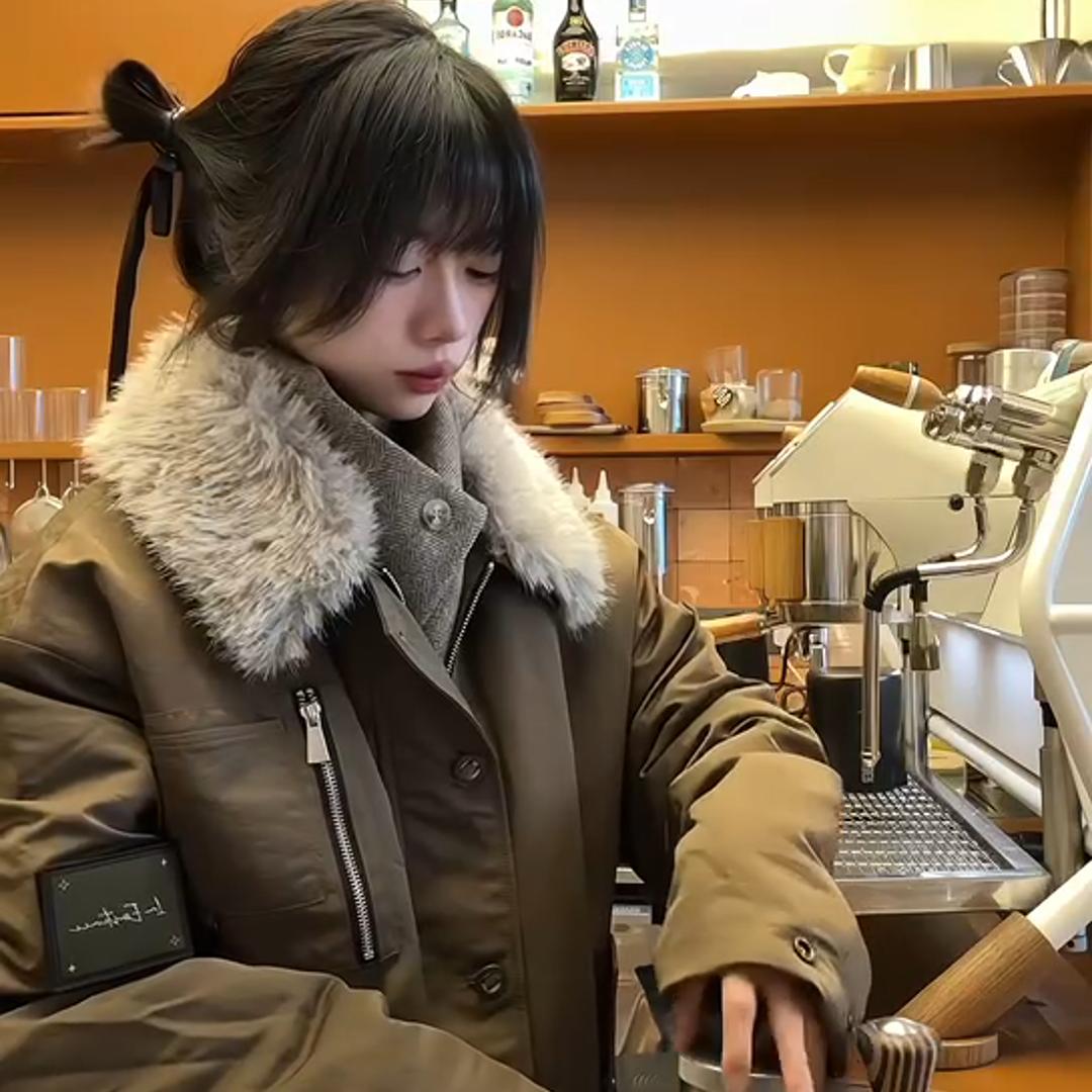 毛领棉服男冬季加厚工装外套美式复古2024新款棉衣高级感痞帅棉袄