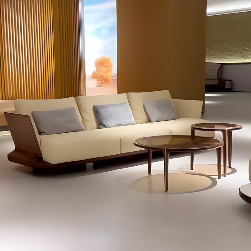 新中式实木沙发宋式美学2025新款高端北美黑胡桃木真皮直排沙发