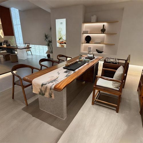 新中式实木茶桌椅组合现代简约家用客厅茶台胡桃木禅意泡茶台定制