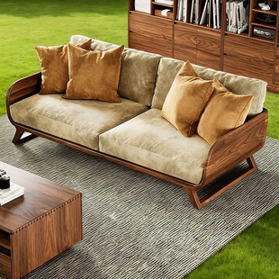 新中式黑胡桃木实木沙发现代简约轻奢高级感沙发榫卯储物客厅家具