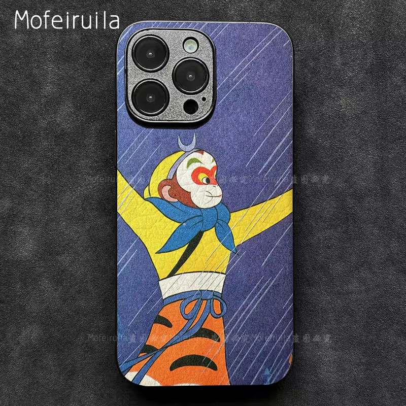 孙悟空美猴王变法斗三仙苹果16 iPhone13/15/14pro/17手机壳华为mate70pro适用皮革pura80高级17Promax保护套