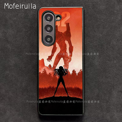 EVA二号机明日香绫波丽三星zfold7手机壳华为MateX6适用荣耀Magic V3折叠屏小米MIX Fold4皮革w24保护套w25