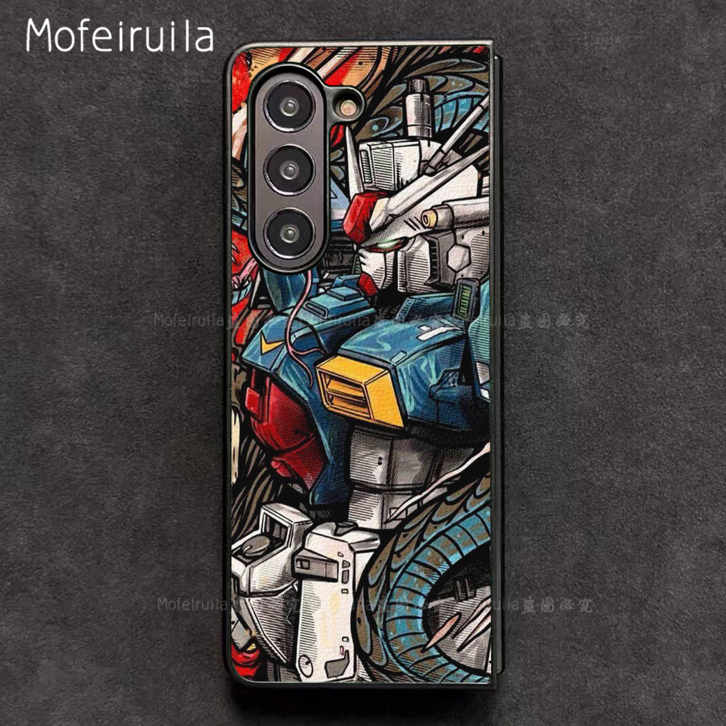 板画高达GUNDAM三星zfold7手机壳华为MateX6适用 荣耀Magic V5折叠屏小米MIX Fold4皮革vivo x fold5保护套
