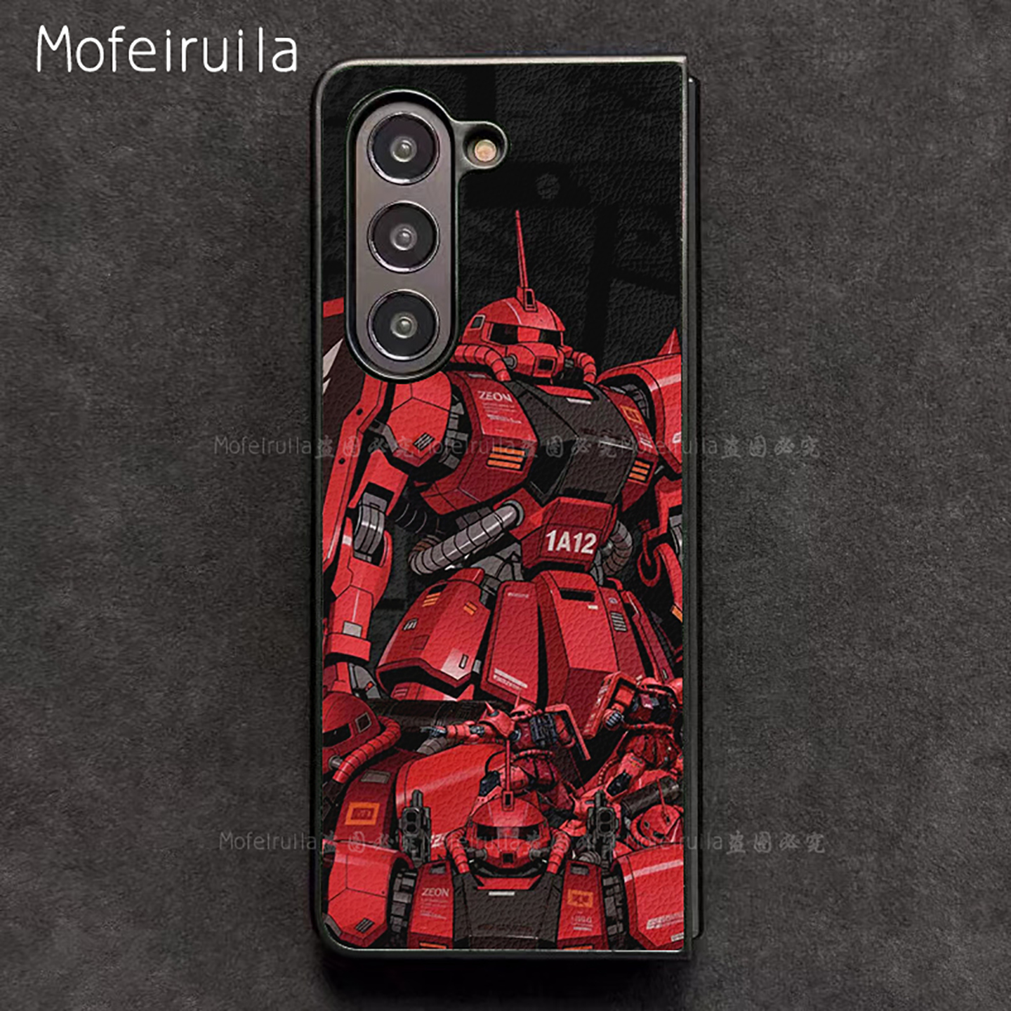 红扎古高达ZEON三星zfold7手机壳华为MateX6适用 荣耀Magic V5折叠屏小米MIX Fold4皮革vivo x fold5保护套