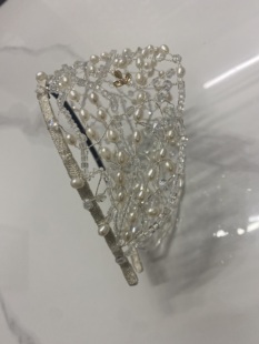 瑰陌饰品 定制款高奢水晶发箍 淡水珍珠发箍 修饰发际线 修饰头形