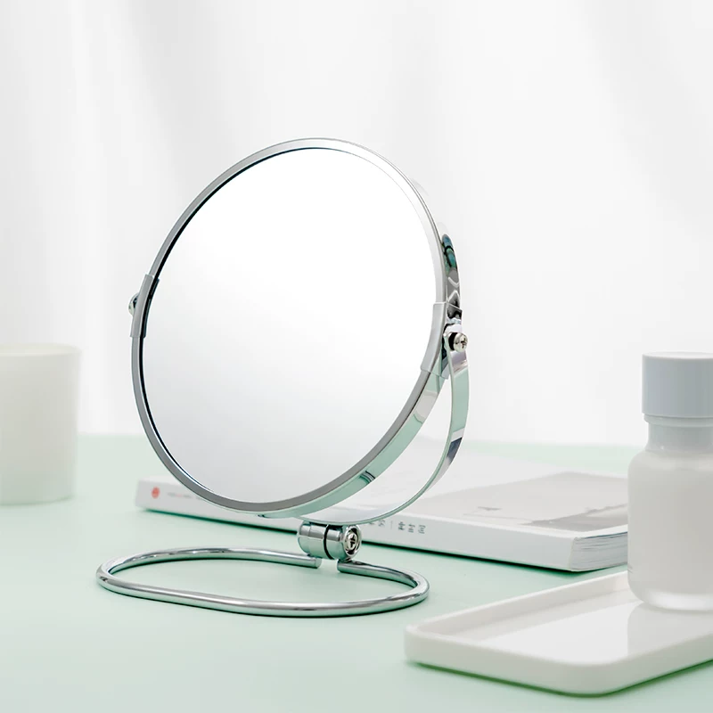 High quality round double-sided table mirror for students, 7 inch