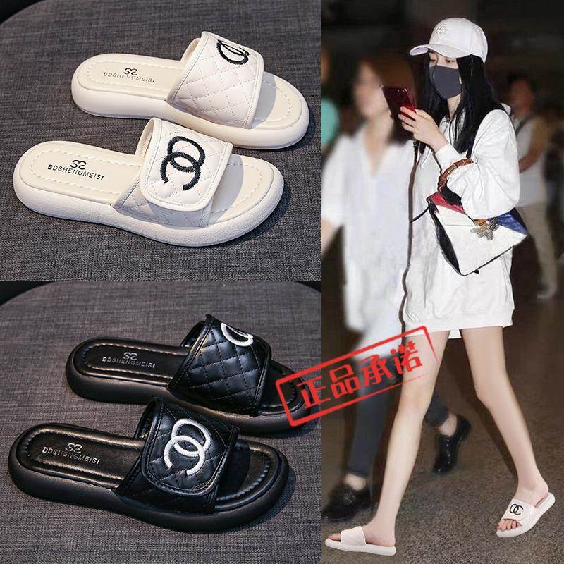 香港潮牌025新款女夏外穿网红沙滩拖鞋平跟休闲一字拖软底凉拖鞋