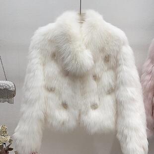 皮草外套女冬季 高品质设计感甜美钉珠花车条狐狸毛外搭 新款