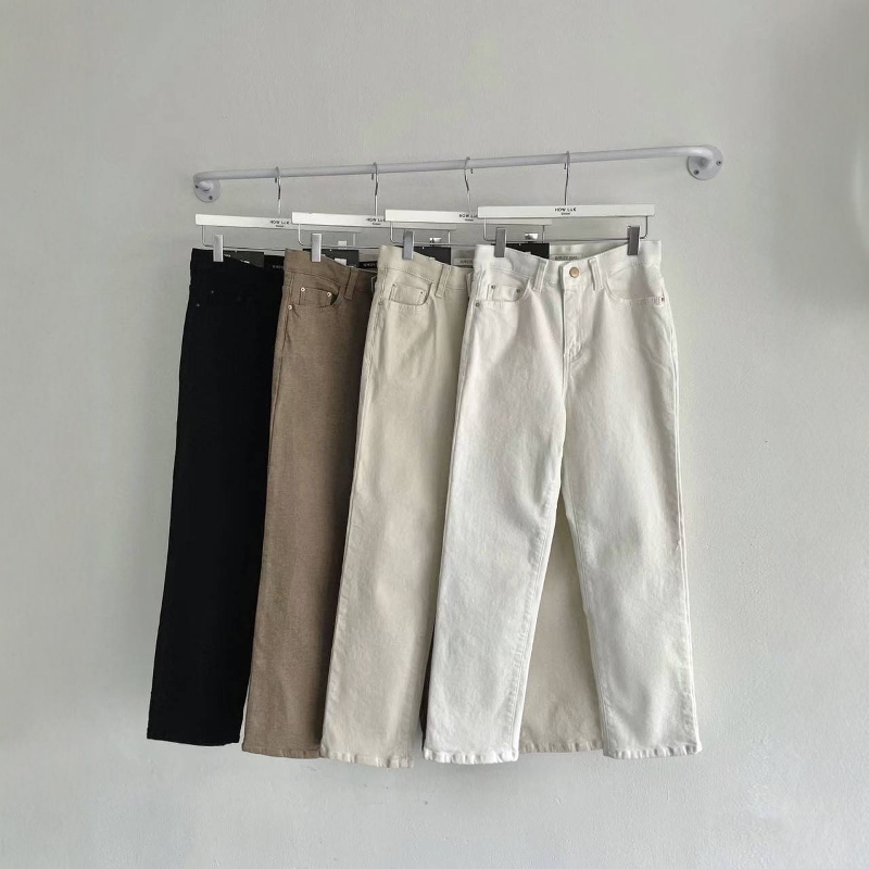 韩国东大门松紧腰高腰加绒直筒裤