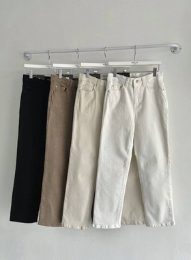 韩国东大门howluk松紧腰高腰加绒弹力纯色直筒裤子女2025冬季新款