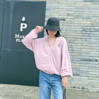 纯棉字母长袖连帽卫衣女