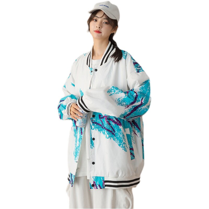 青春中性情侣棒球服外套拉链宽松潮流印花100%聚酯纤维-J,女装短外套,星座507-2（原305A）