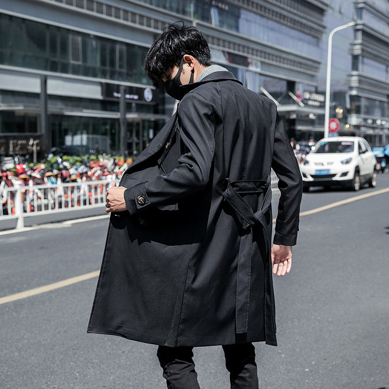 新款中长款外套男秋季学生中长款风衣韩版男装风衣男服F802P110图片