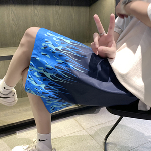 夏新款火焰印花男士清凉透气休闲时尚百搭港风短裤305A图片