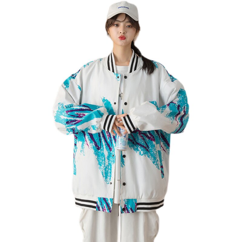 中性情侣拼接刺绣夹克棒球服外套潮流100%聚酯纤维-J,男装夹克,星座507-2（原305A）