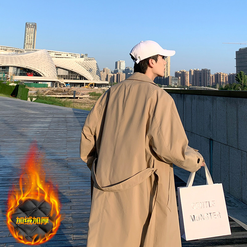 加厚轻熟风单排扣翻领阔版宽松大衣中长款过膝风衣男F2021P105,男装风衣,星座507-2（原305A）