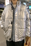 港风冬季宽松衣加厚面包服宽松大码立领黑色皮棉服M201，男装棉衣，星座507-2（原305A）