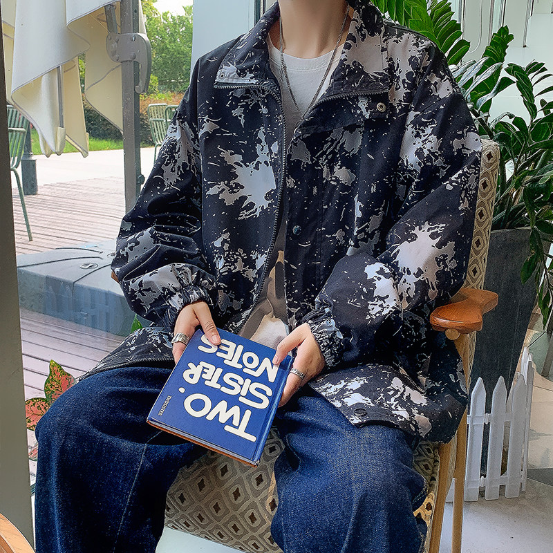 流行春装夹克男女外套潮男学生扎染情侣拉链上衣印花J,男装夹克,星座507-2（原305A）