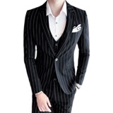2021年条纹绅士英伦潮流条纹西服套装三件套男韩版修身XF20，男装西服套装，星座507-2（原305A）