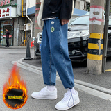 牛仔裤男潮牌韩版休闲加绒裤男士直筒宽松裤子305A-NZ，男装牛仔裤，星座507-2（原305A）