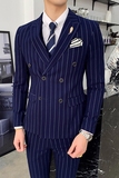 2019商务修身条纹西服三件套男韩版青年发型师正装305A-XF21-P265，男装西服套装，星座507-2（原305A）