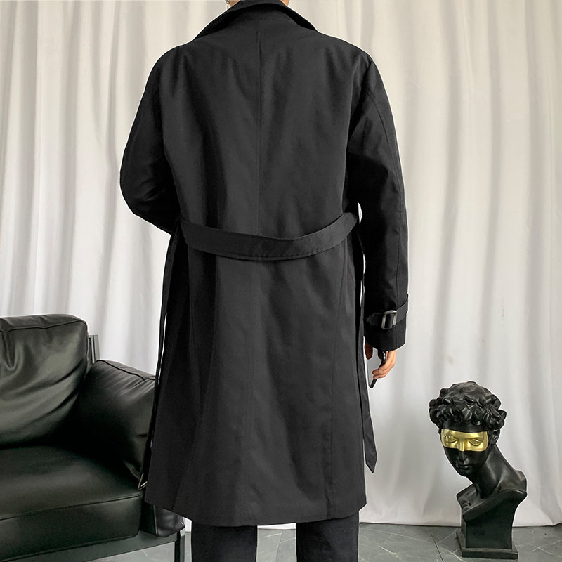 黑色双排扣风衣男款秋冬英伦风氛围感中长款大衣那不勒斯西服外套,男装风衣,星座507-2（原305A）