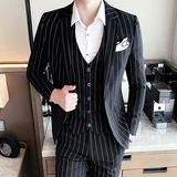 2021年条纹绅士英伦潮流条纹西服套装三件套男韩版修身XF20，男装西服套装，星座507-2（原305A）