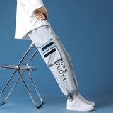 港风夏季冰丝裤宽松休闲九分裤男运动裤工装裤350A/，男装休闲裤，星座507-2（原305A）