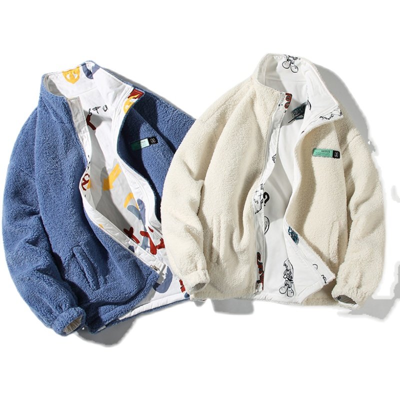 双面穿羊羔毛棉服冬季情侣棉衣加绒加厚棉袄外套M2025/P118,男装棉衣,星座507-2（原305A）