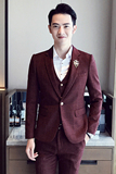 新款男士韩版新郎西服套装修身商务西装三件套XY16婚礼纯色，男装西服套装，星座507-2（原305A）