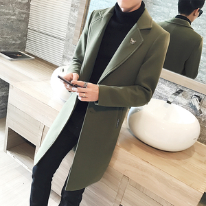 2021现货男士青年韩版修身潮流毛呢西装领毛呢大衣305A/F709P70,红色适合和黄搭配什么颜色围巾好看图片