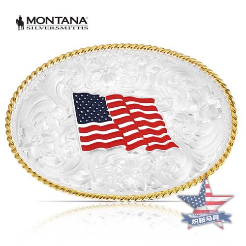 Made in USA 2026新款美国蒙大拿巴扣哈雷西部牛仔男女银皮带扣头