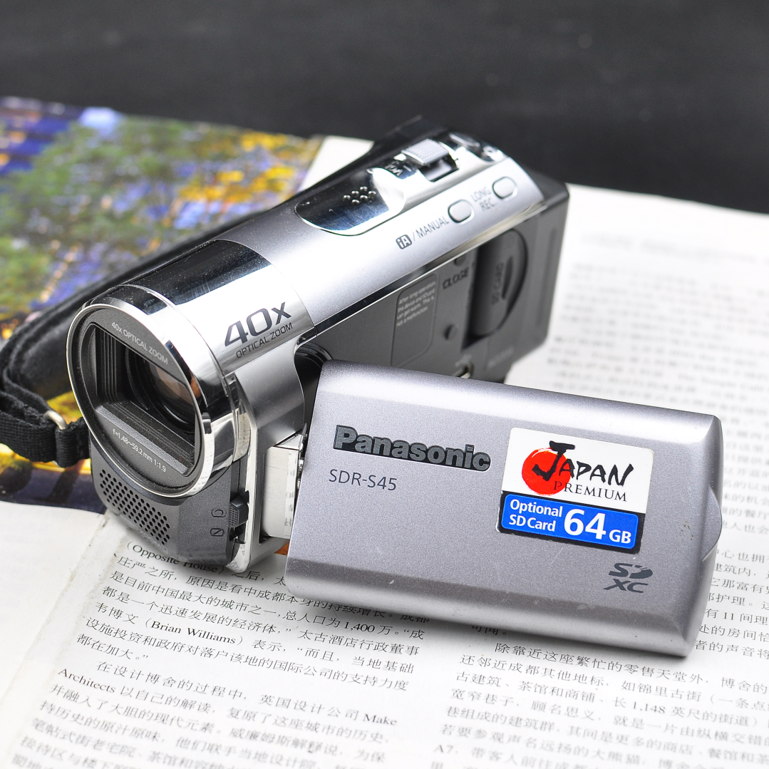 95新日本原装松下SDR S45数码摄像机DV机超复古 SD卡旋转屏可自拍