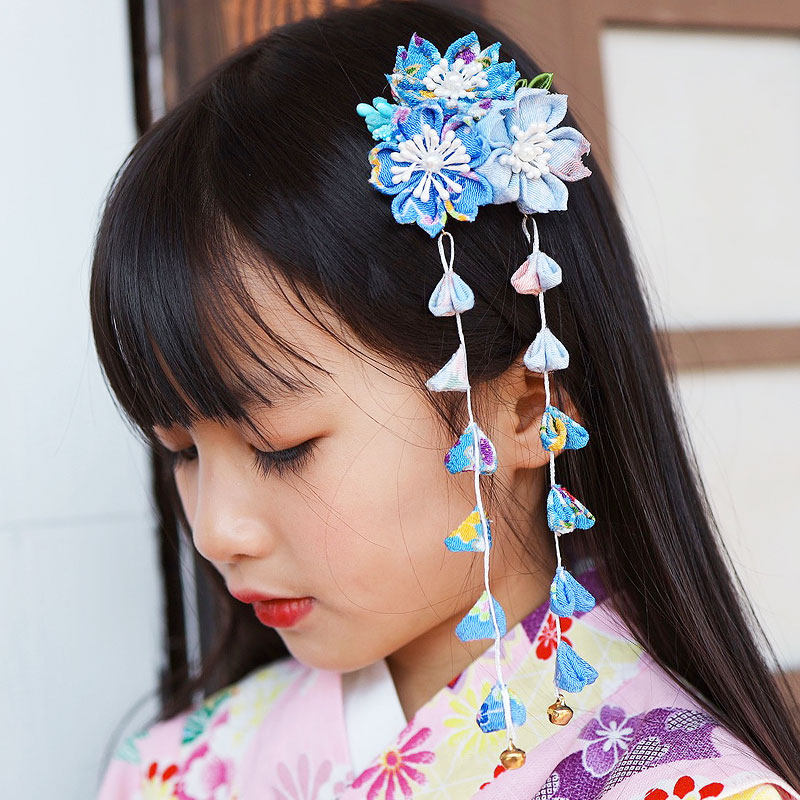 和风发饰樱花细工花簪布花头花