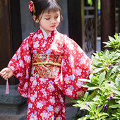 夏季 和服女童和服儿童日式 浴衣儿童樱花拍照小孩服童春夏春季