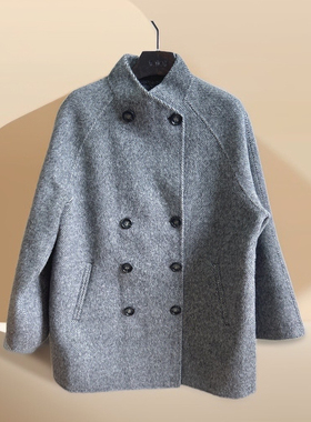 亨奴2024冬新款D73026双面呢大衣外套贵气轻奢纯色大衣