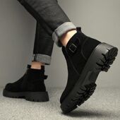 男短靴2025新款 马丁靴 靴男士 冬季 真皮靴子高帮英伦风休闲复古工装