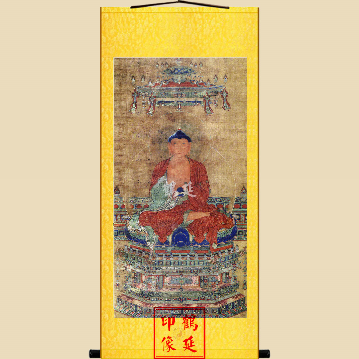 过去燃灯佛画像水陆画不含装裱90X46cm图片