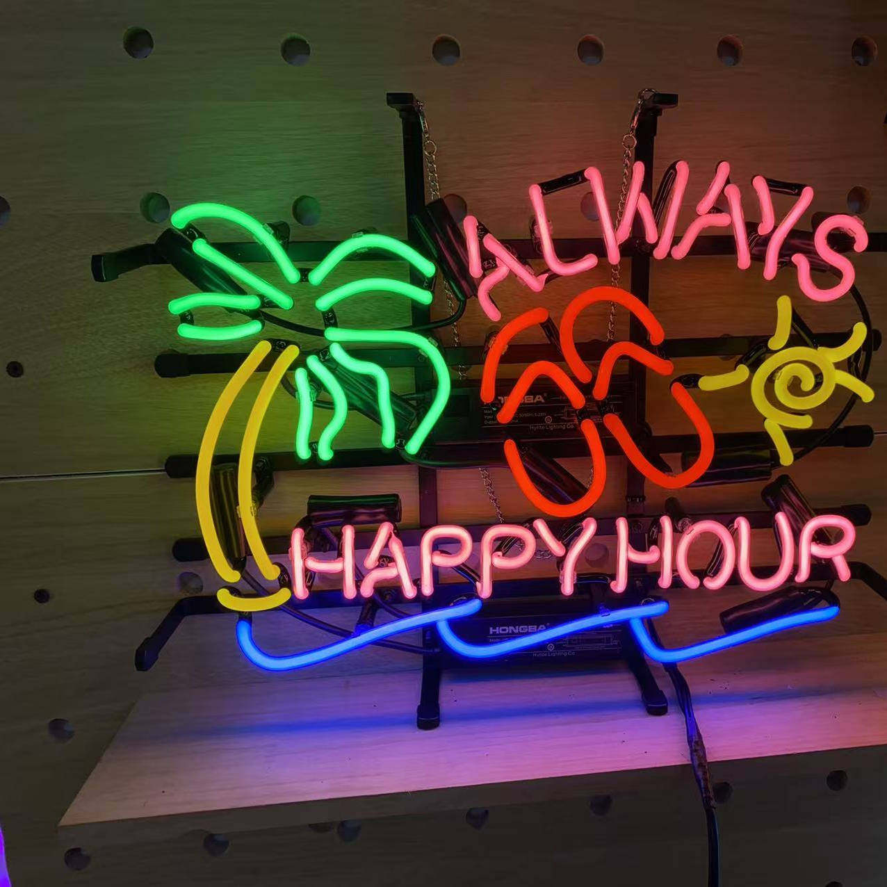 Always Happy Hour霓虹灯 酒吧氛围灯椰子树造型霓虹灯
