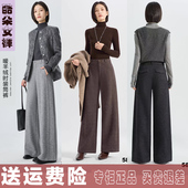 简约时尚 女秋冬2025新款 2羊毛呢直筒裤 高腰阔腿裤 酷朵女裤 58031